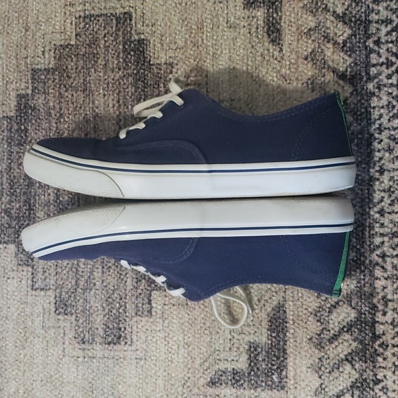 SOLD! Tory Burch Murray Canvas Grosgrain Navy/Green Women's - Picture 6 of 10